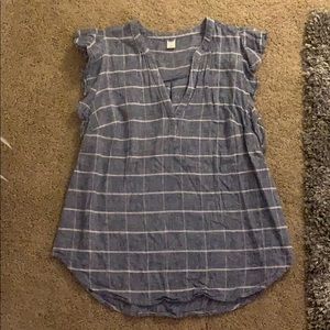 V neck blue and white top!